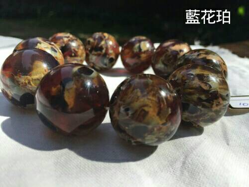 印度尼西亞天然花藍珀手珠